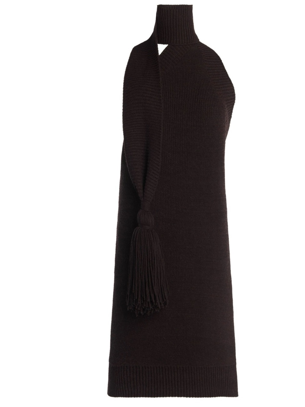 BOTTEGA VENETA BROWN WOOL MINI DRESS - Picture 8 of 9